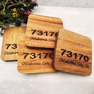 Personalized Acacia Coasters Set