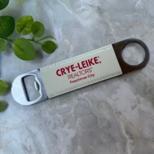 Bottle opener with branding and logo