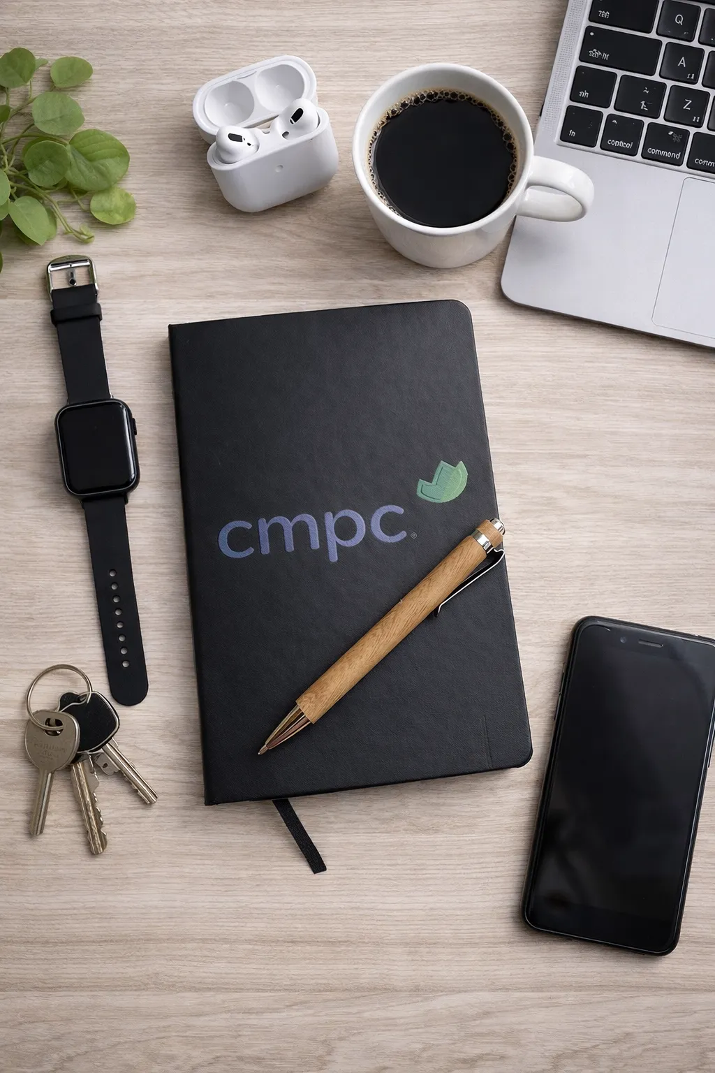 uv printed journal with everyday office essentials