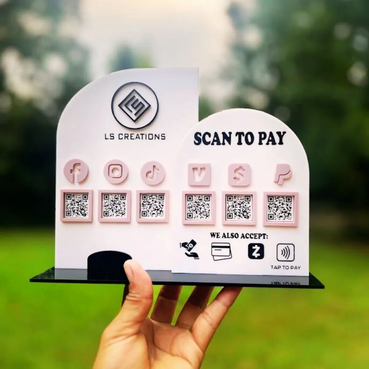 Double wall acrylic table sign for vendors